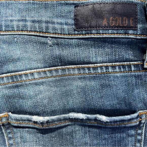 AGOLDE Valencia Blue Sophie High-Rise Distressed Skinny Ankle Denim Jeans - Picture 7 of 9